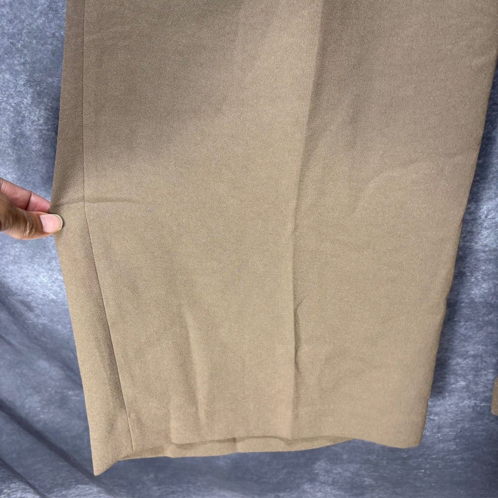 Spanx Carefree Crepe Pleated Wide Leg Trouser Pants Womens L Cedar Tan Brown - Picture 4 of 16